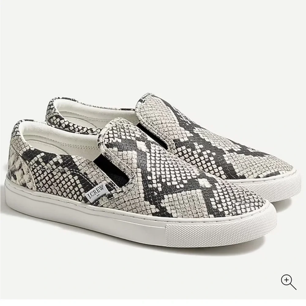 J. CREW Roadtrip Snakeskin-Embossed Slip-On Sneakers